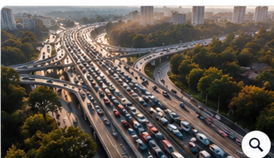 Heavy traffic congestion on a highway